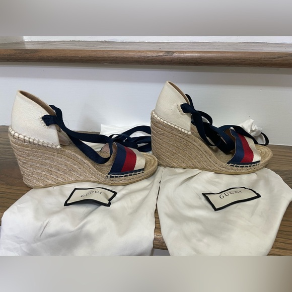 Gucci Espadrilles Wedge Sandals size 6. 100% authentic. luxury shoes. - Picture 2 of 8